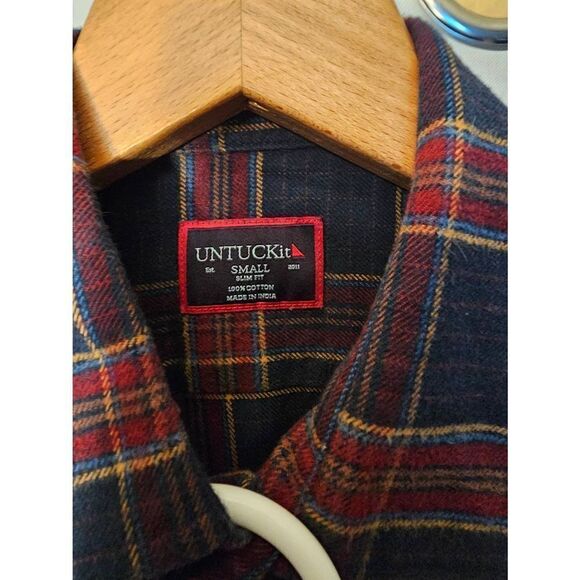 Lot of 2 UNTUCKit Mens Small Slim Fit Long Sleeve Button Shirts Plaid Flannel Co - Picture 5 of 13
